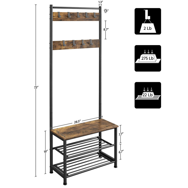 Steelside™ Kinston 28.5'' Wide Steel Hall Tree with Bench and Shoe Storage & Reviews Wayfair